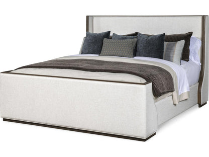 Monterey Upholstered King Bed Hawthorne Dark with Beige Linen