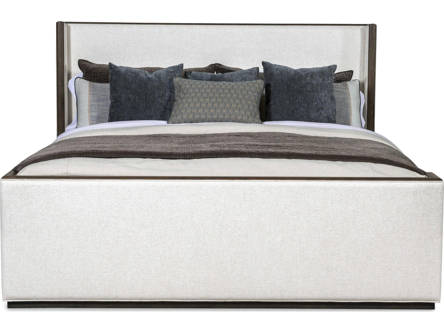Monterey Upholstered King Bed Hawthorne Dark with Beige Linen