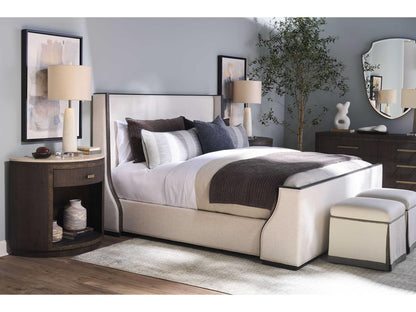 Monterey Upholstered King Bed Hawthorne Dark with Beige Linen