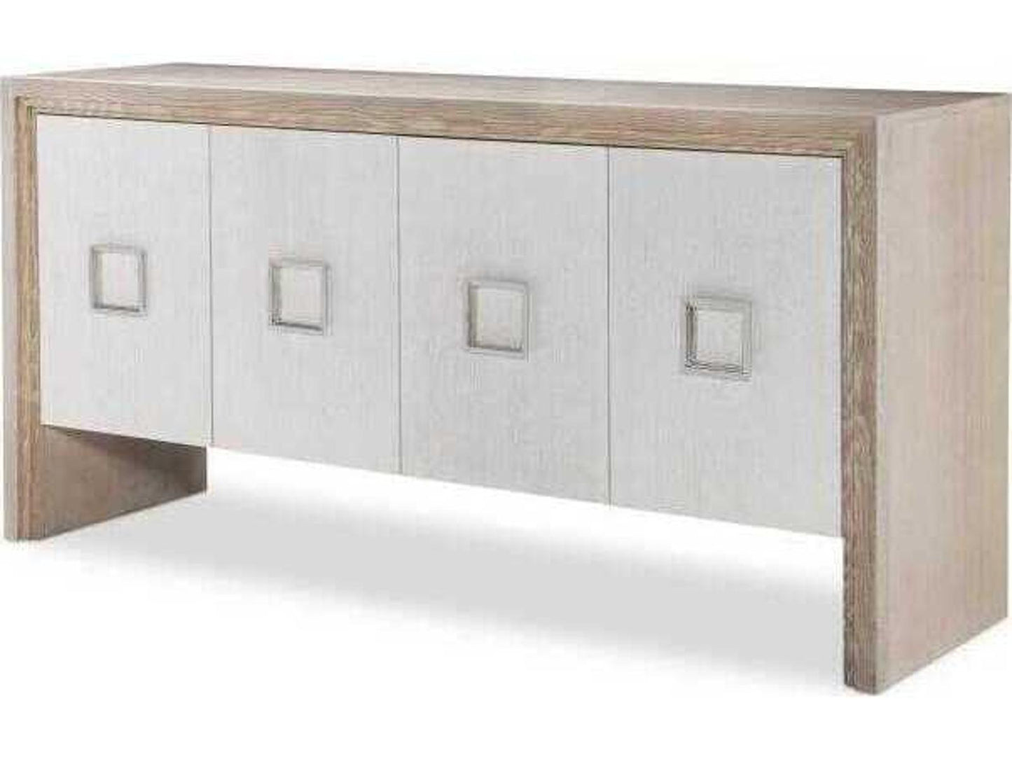 Wythe Four Door Credenza in Blonde Cerused Oak with Antique Brass Pulls