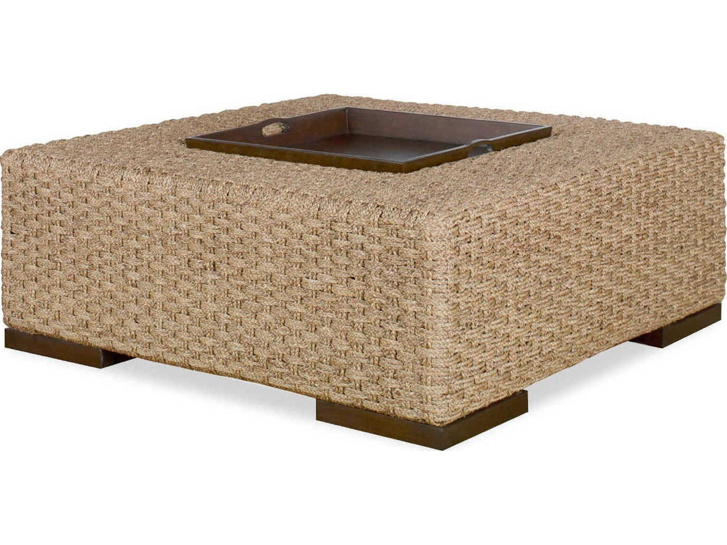 Curate Havana Square Cocktail Table in Natural Abaca and Mahogany