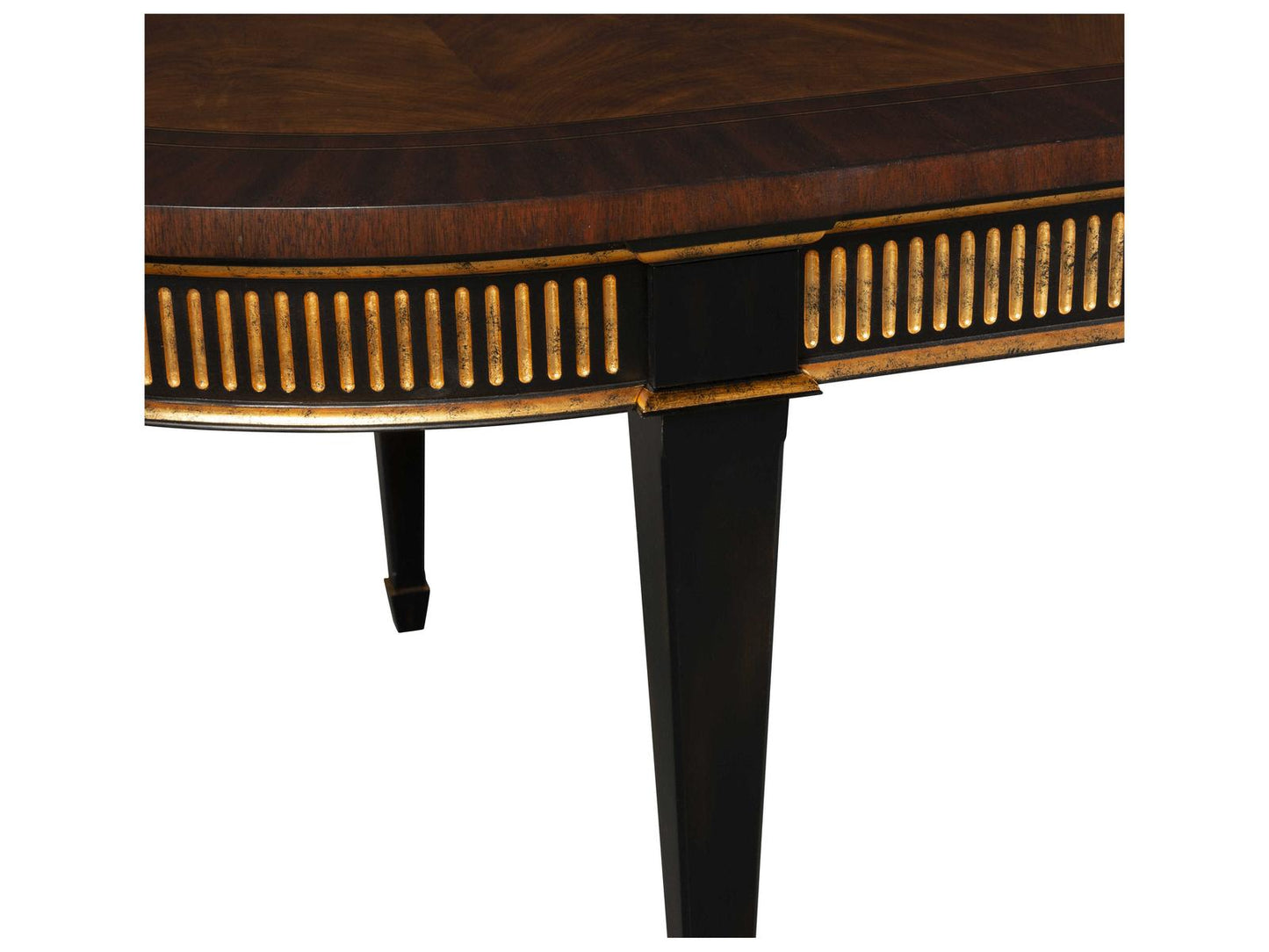Monarch Barrington Oval Dining Table in Distressed Black and Gold with Mahogany Top