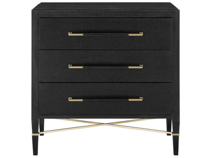 Vistas 3-Drawers Gold Solid Wood Chest Nightstand