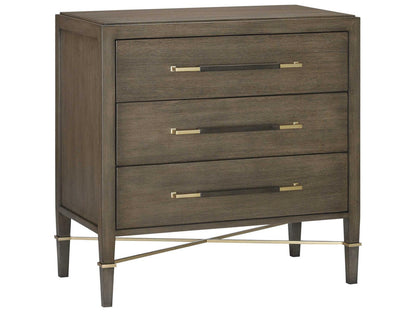 Vistas 3-Drawers Brown Mahogany Wood Chest Nightstand