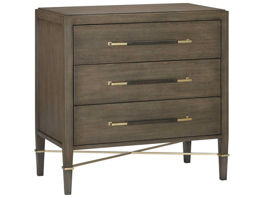 Vistas 3-Drawers Brown Mahogany Wood Chest Nightstand