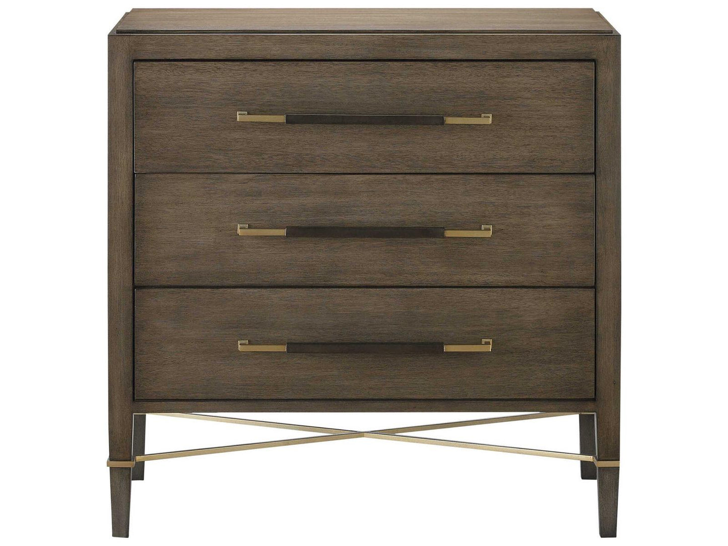 Vistas 3-Drawers Brown Mahogany Wood Chest Nightstand