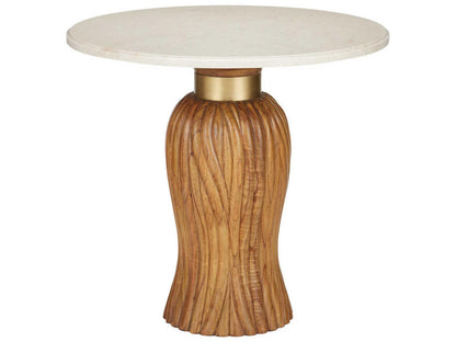 Currey and Company Tassel Round Entry Table in Morel Brown Wood and Marble