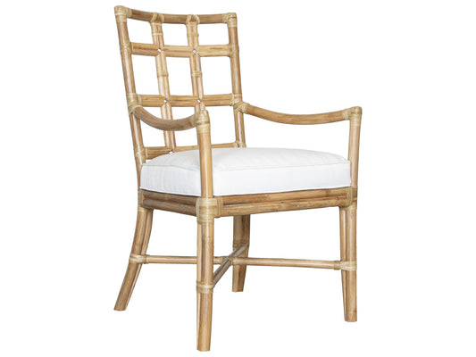 Seville Rattan Upholstered Arm Dining Chair