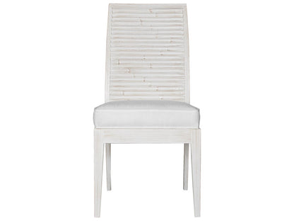 Stacked Bamboo Rattan Upholstered Armless Dining Chair