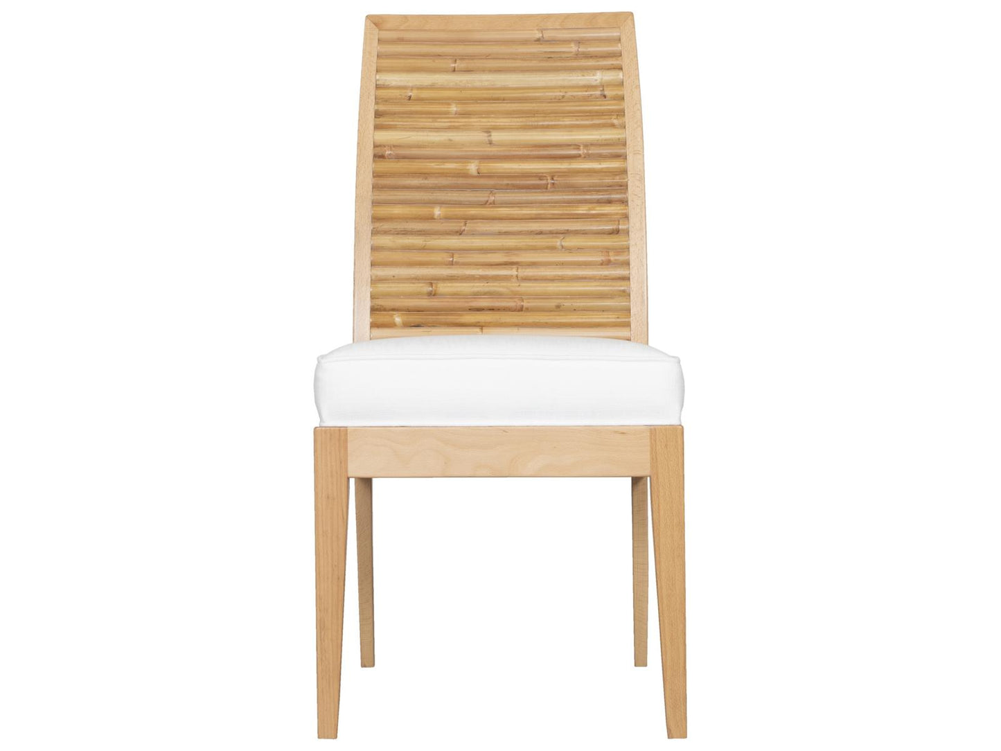 Stacked Bamboo Rattan Upholstered Armless Dining Chair