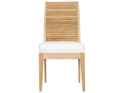 Stacked Bamboo Rattan Upholstered Armless Dining Chair
