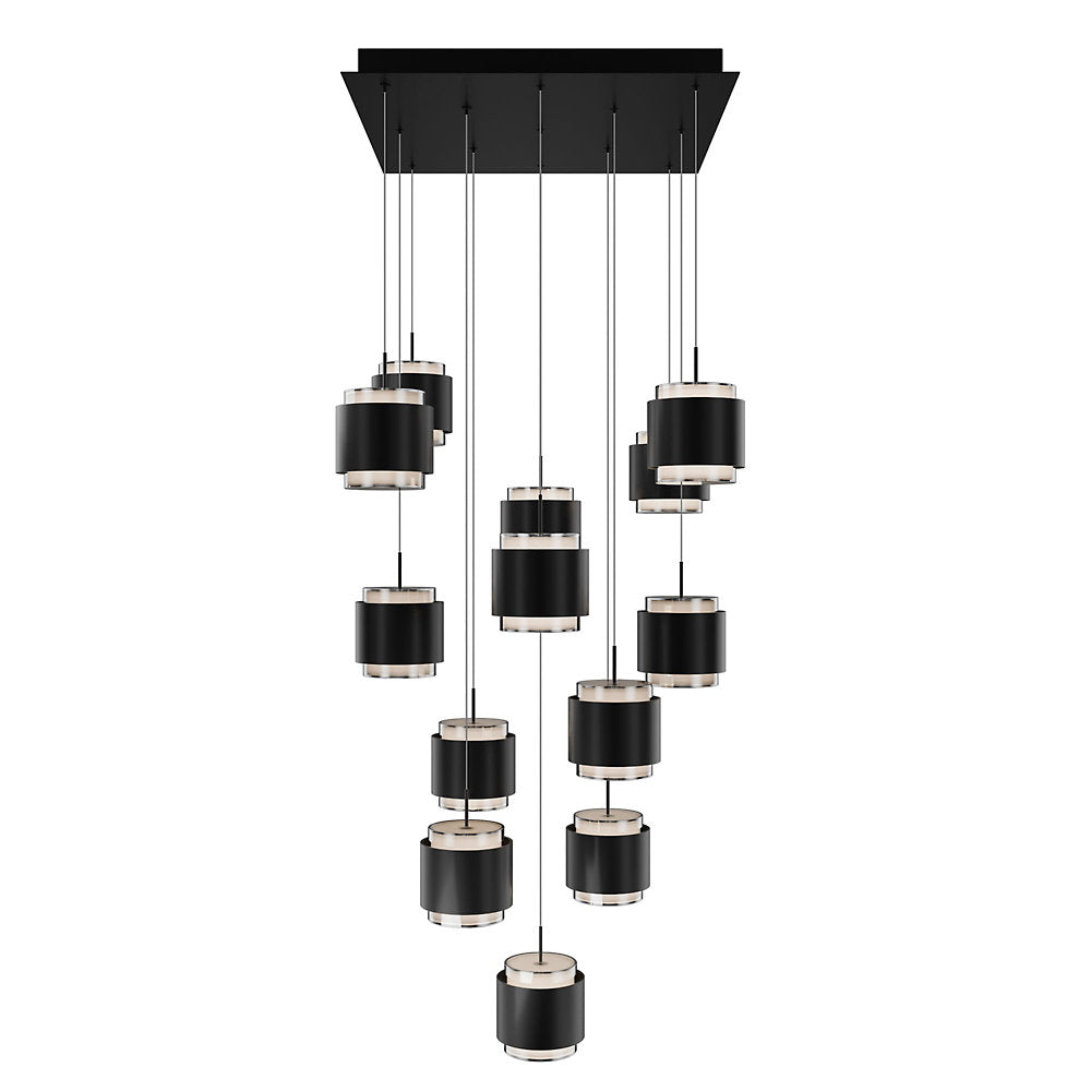 Banded LED Square Multi-Light Pendant