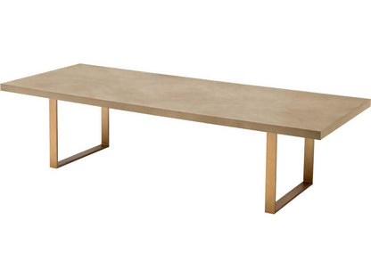 Remington 118 Inch Rectangle Dining Table Washed Oak Veneer and Brushed Brass