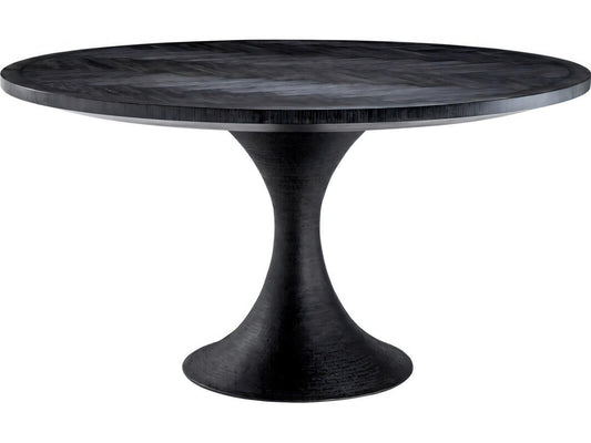 Melchior Round Charcoal Oak Veneer Dining Table