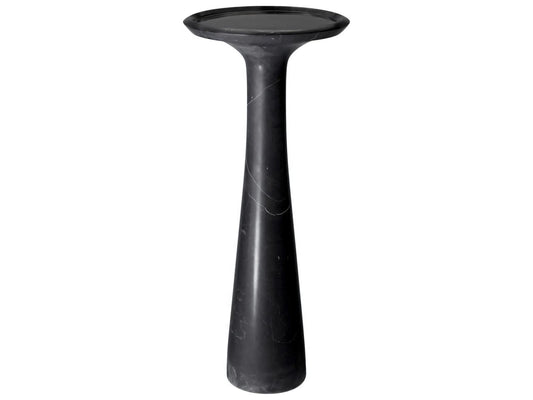 Pompano Round Side Table in Honed Black Marble