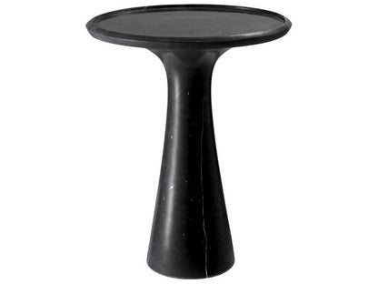 Pompano Low Round Side Table in Honed Black Marble