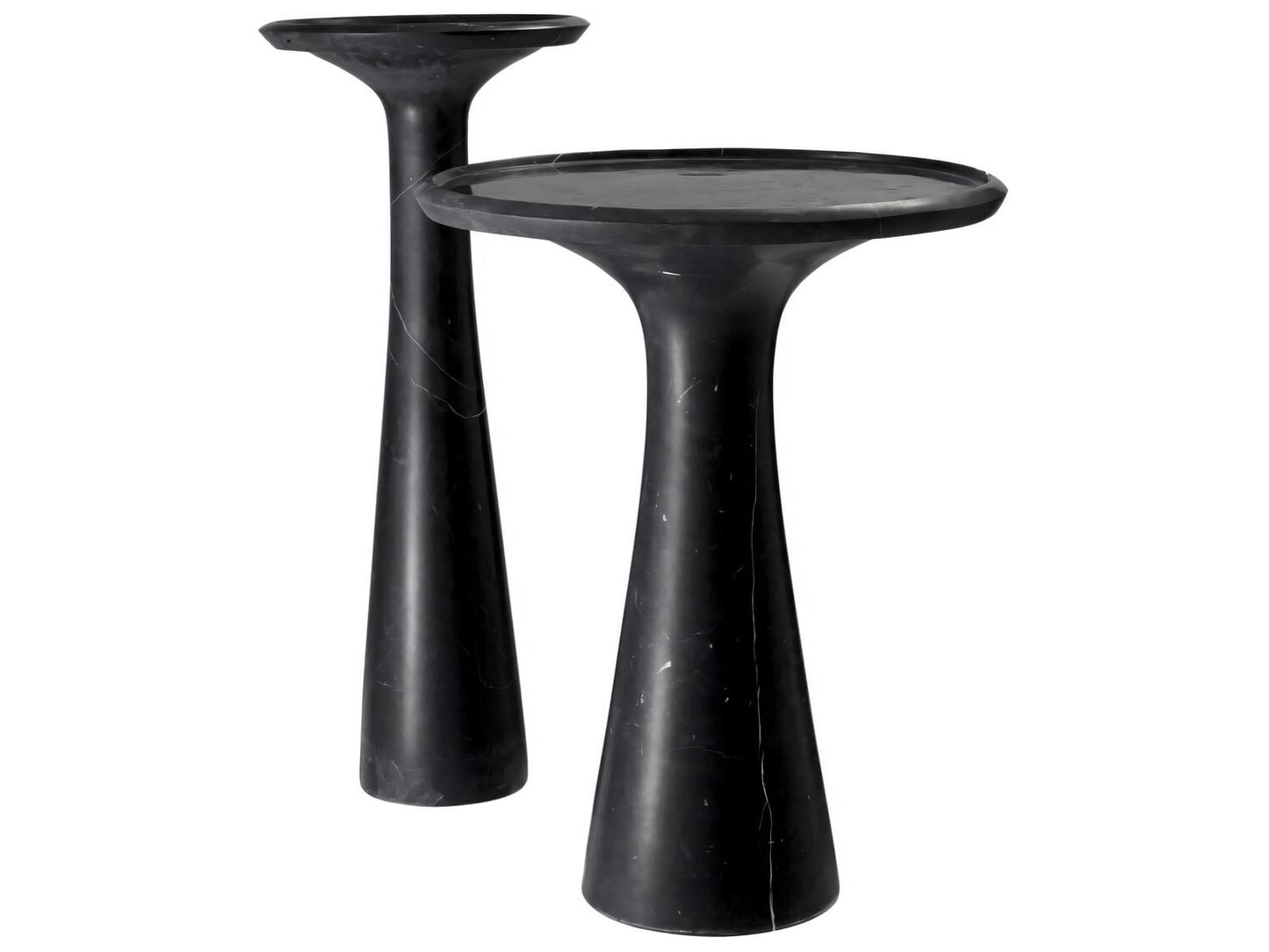 Pompano Low Round Side Table in Honed Black Marble