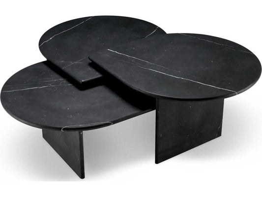 Naples Set of 3 Honed Black Marble Coffee Tables