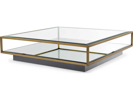Tortona L Square Coffee Table Brushed Brass Finish