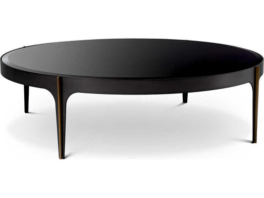 Artemisa L Round Coffee Table in Bronze with Black Beveled Glass