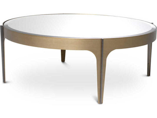 Artemisa Small Round Coffee Table in Brushed Brass and Bronze with Mirror Glass