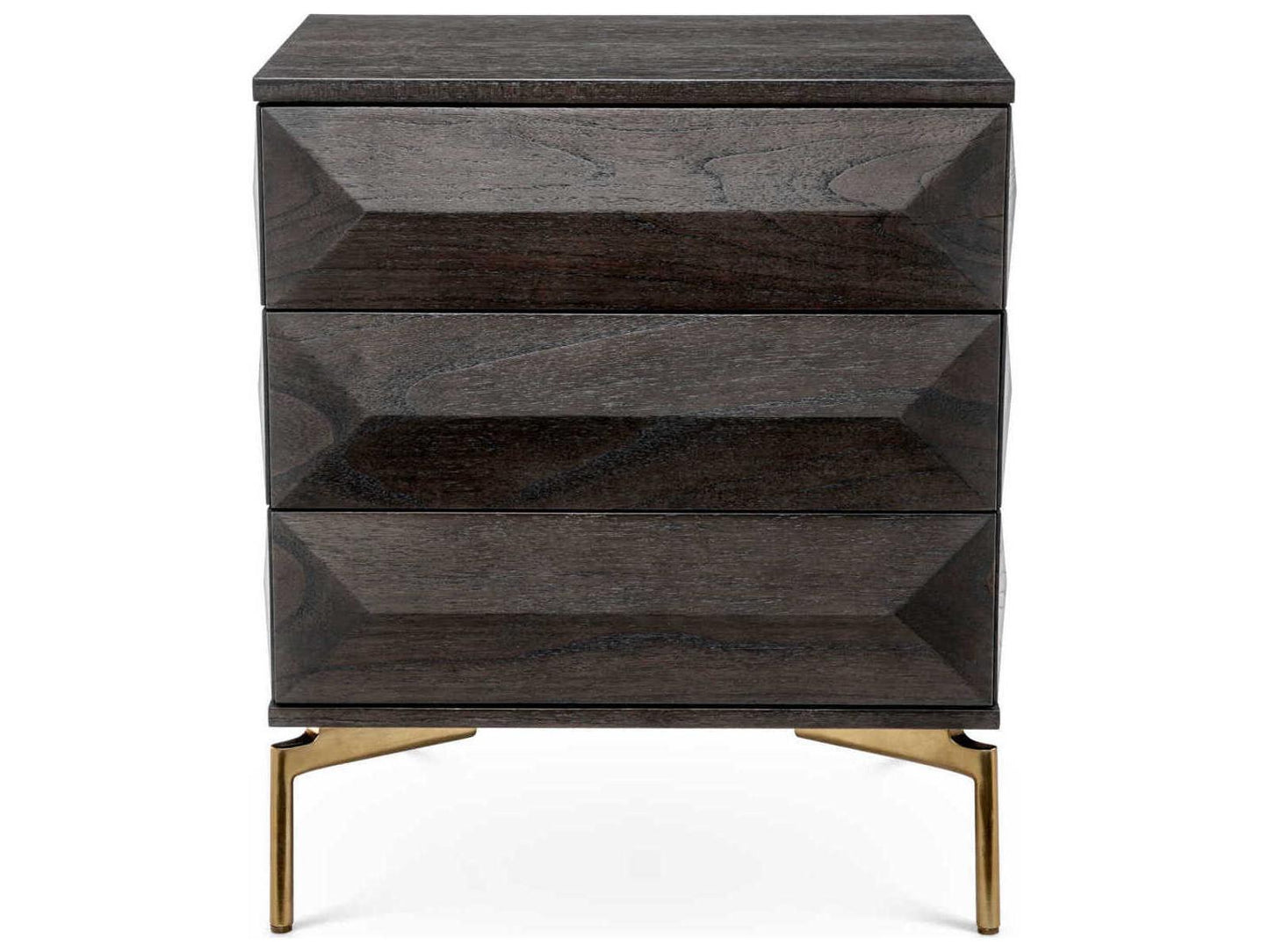Denver Mocha Oak Nightstand with Brushed Brass Finish