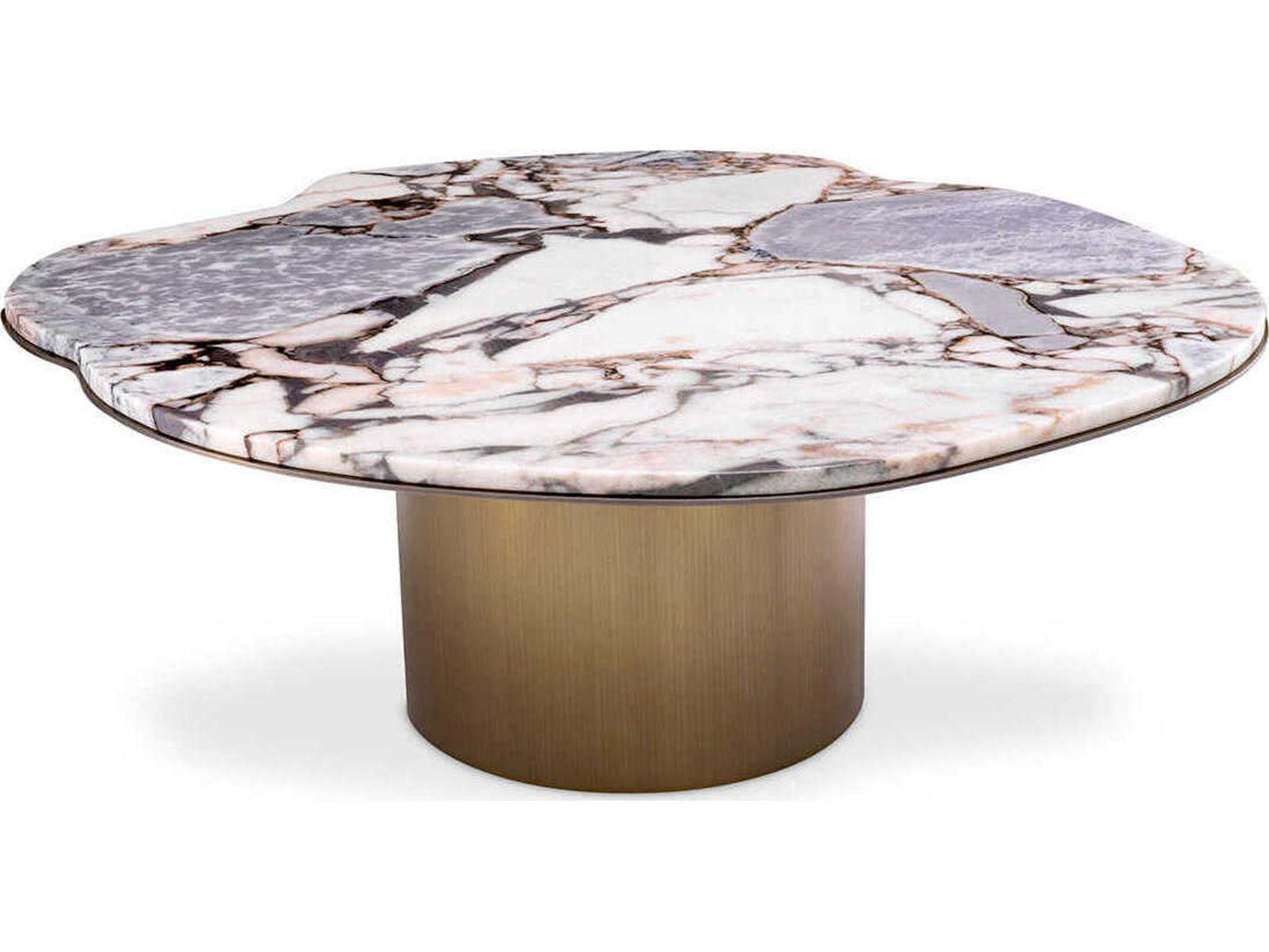 Shapiro Organic Shape Coffee Table in Light Marble and Brushed Brass