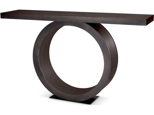 Odis Mocha Oak Veneer Bronze Console Table