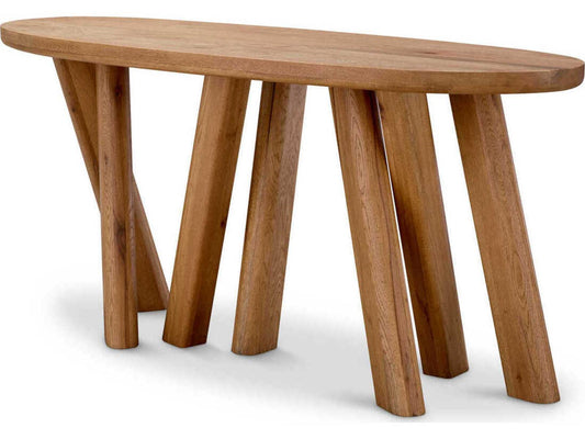 Bayshore Oak Wood Console Table with Forest-Inspired Legs