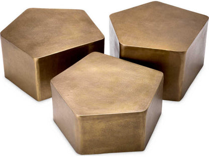 Veenazza Set of 3 Free Form Coffee Tables in Vintage Brass