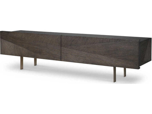 San Martin TV Cabinet in Mocha Oak Veneer with Bronze Finish