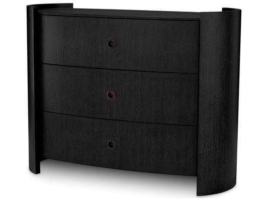 Splendora 3-Drawer Dresser in Charcoal Grey Oak Veneer with Bronze Finish