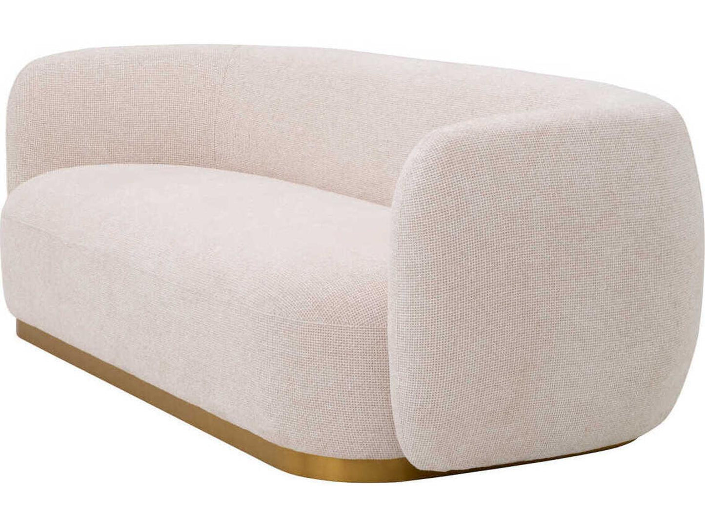 Roxy 3-Seat Fabric Sofa in Lyssa Off-White with Brushed Brass Base