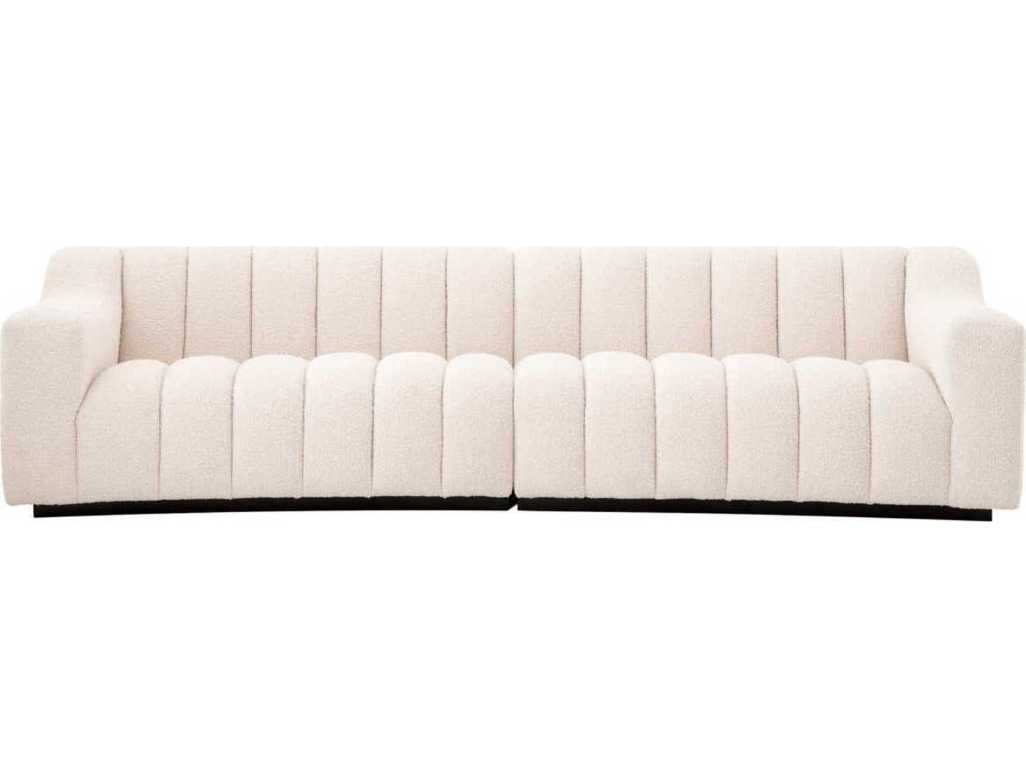 Kelly 3-Seat Boucle Fabric Sofa in Cream with Black Base