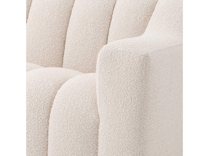 Kelly 3-Seat Boucle Fabric Sofa in Cream with Black Base