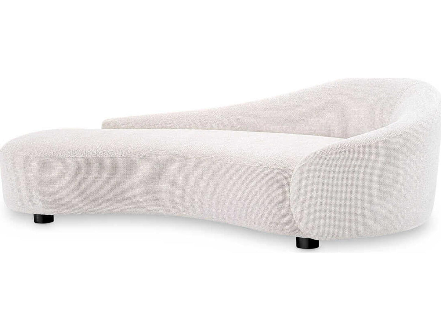 Rivolo Curved Sofa in Lyssa Off-White Fabric with Black Feet