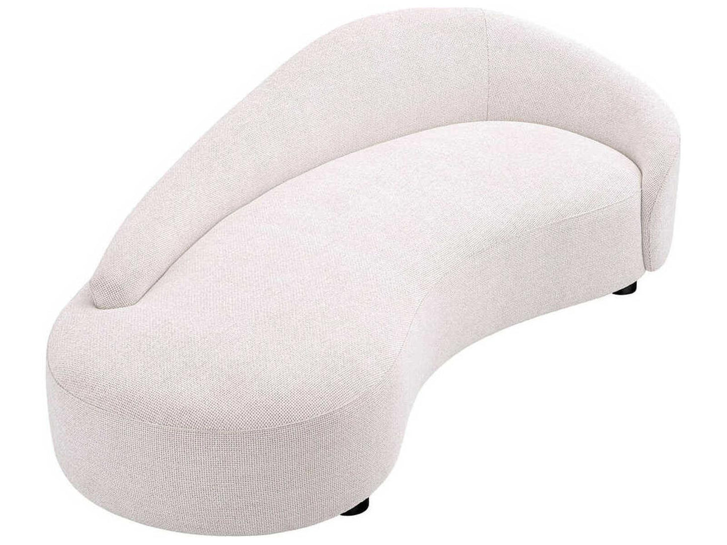 Rivolo Curved Sofa in Lyssa Off-White Fabric with Black Feet