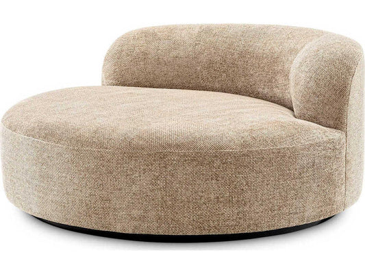 Bjorn Round Lyssa Sand Upholstered Love Seat with Black Base