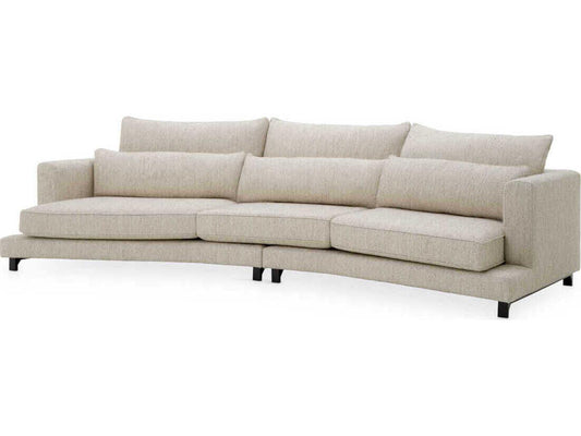 Savarana Splendor 3-Seat Upholstered Sofa in Light Grey with Black Feet