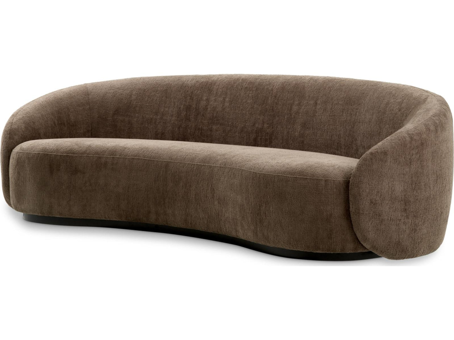 Amore 3-Seat Avelin Brown Fabric Sofa with Black Base