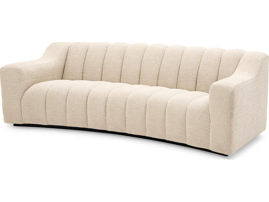 Kelly S 3-Seat Sofa in Stratfort Pearl Fabric with Channel Stitching