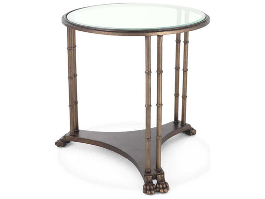 Lioness Round End Table in Bronze with Bevelled Glass