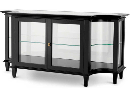 Gala Rectangular Black Console Table with Clear Glass Shelves