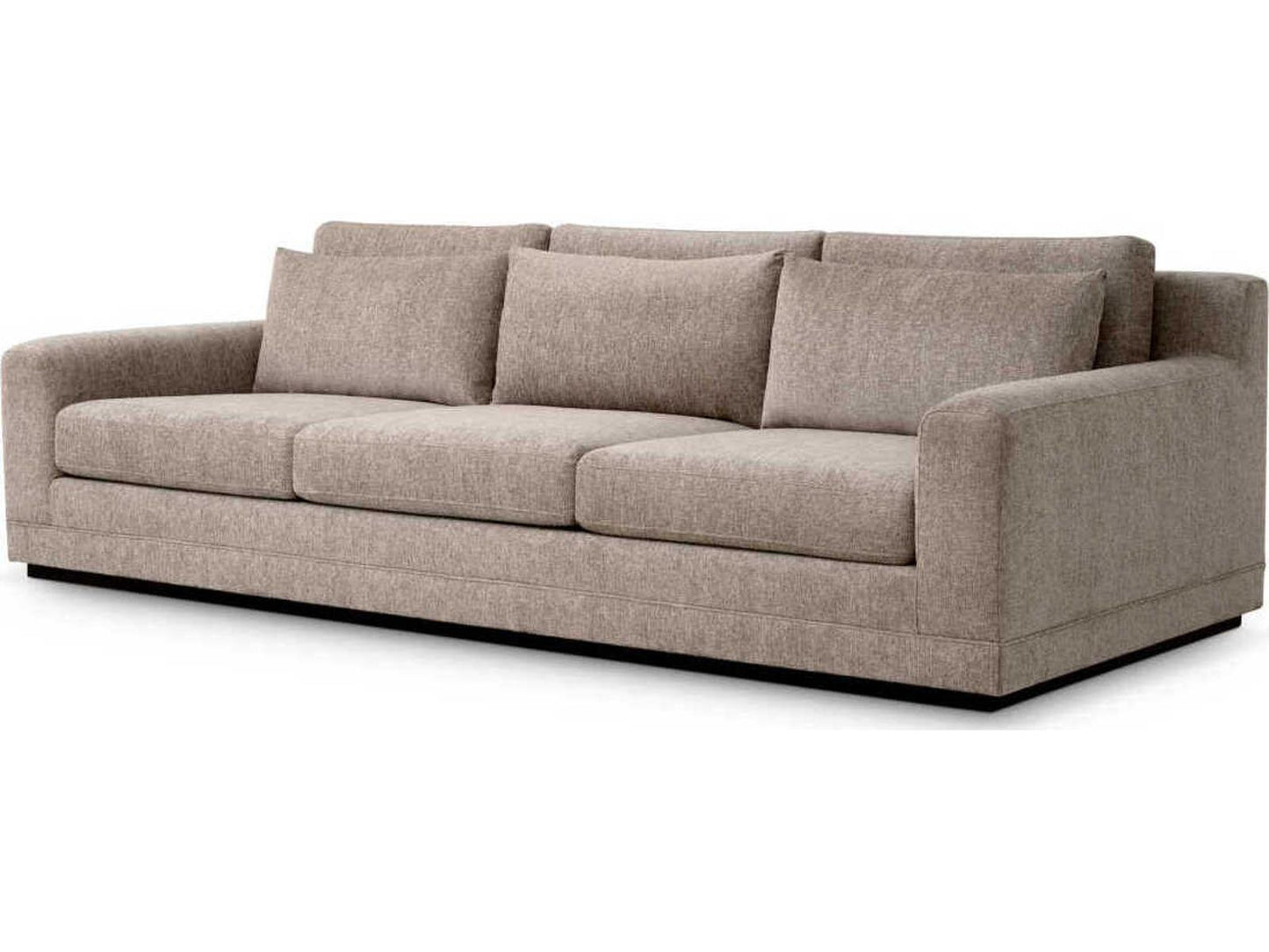 Manhattan 3-Seat Hunt Chenille Taupe Sofa with Black Base