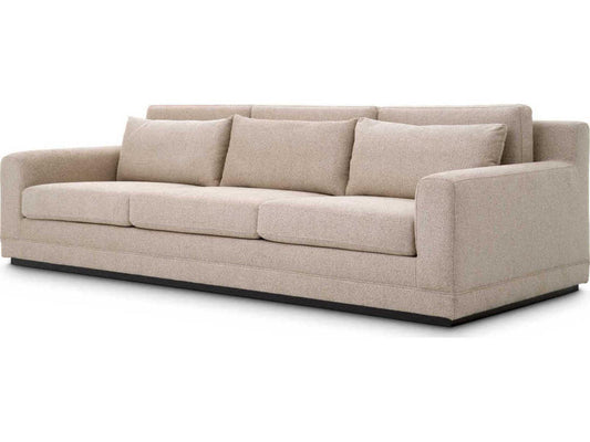 Manhattan 3-Seat Palmer Beige Fabric Sofa with Black Base