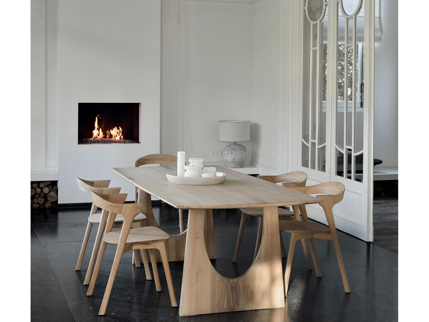 Geometric 87-Inch Rectangle Dining Table in Natural Oak