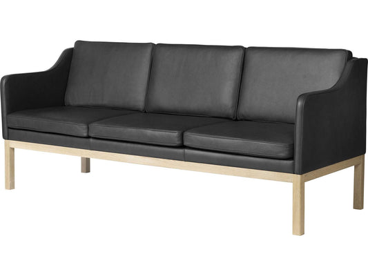 MK46 Black Leather Sofa