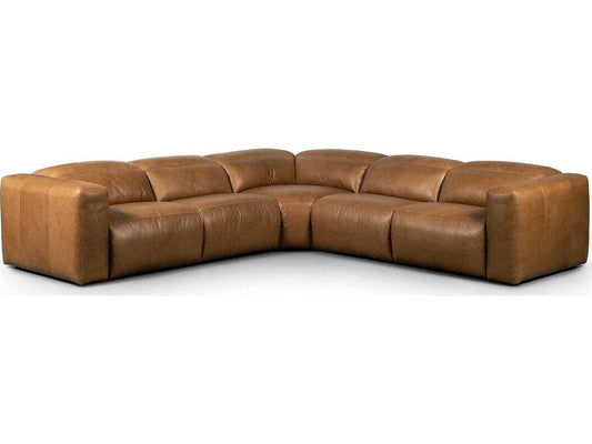 Globetrotter Radley 5 - Piece Reclining Brown Leather Sectional Sofa
