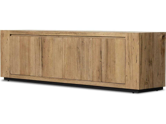Wesson Abaso 94-Inch Hardwood Media Console in Black Rustic Wormwood Oak