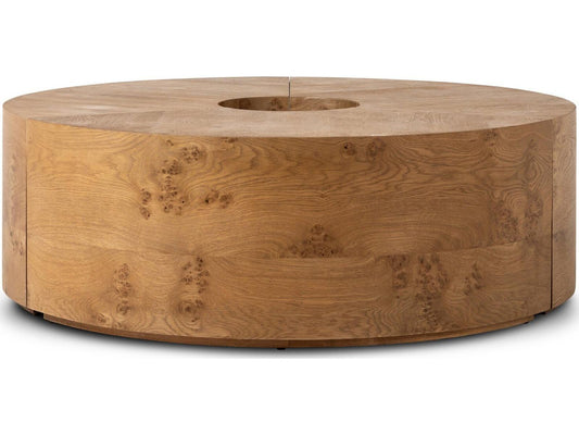 Collins Round Wood Coffee Table in Barley Medium Burl Oak